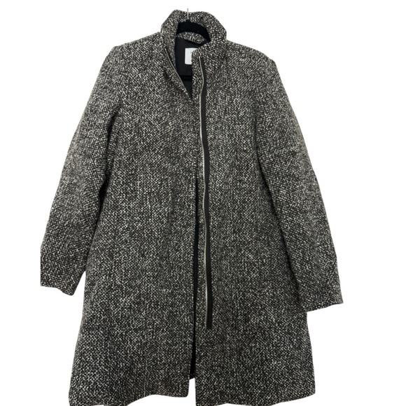 OLD NAVY tweed coat, black and gray, lined, full zipper, size medium, collar - Picture 5 of 9